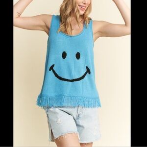 New Jade by Jane Smiley Face Sleeveless Sweater - M, L, XL